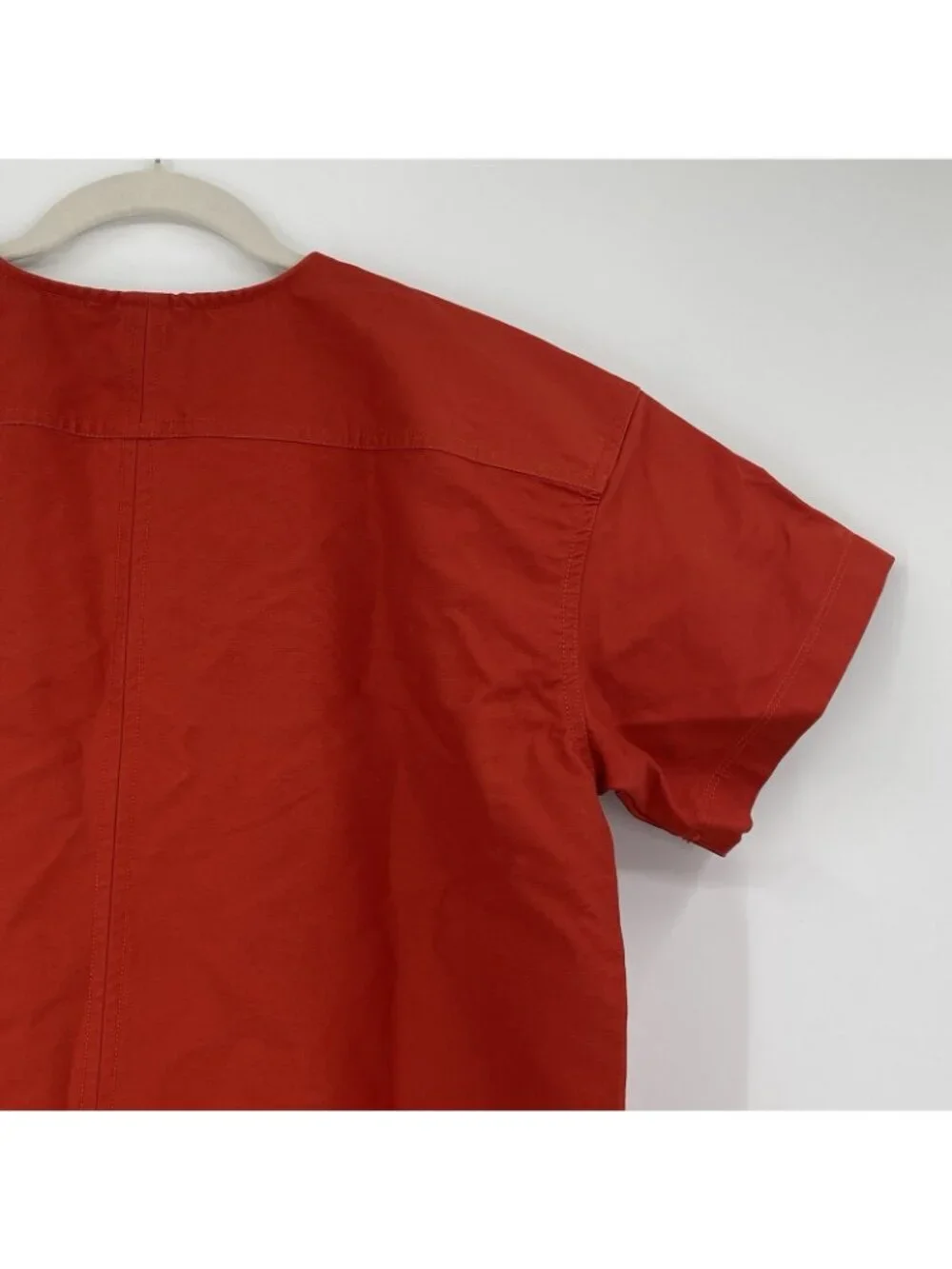 J Crew Size ST Patch-Pocket Pullover Dress Structured Cotton Poplin Orange